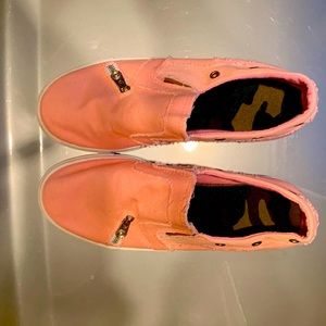 Pink canvas slip on shoes